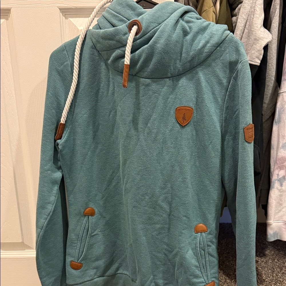 Teal Hoodie with Brown Accents